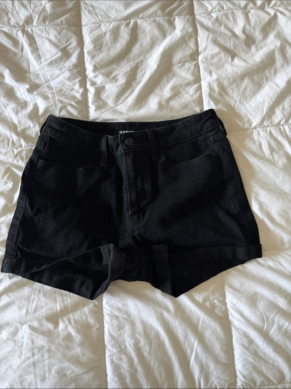 Old Navy Black High-Waist Roll-Hem Shorts